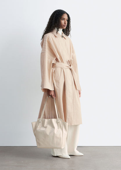 Oversized Pinstripe Trench Coat