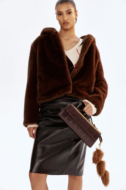 Coated pencil skirt