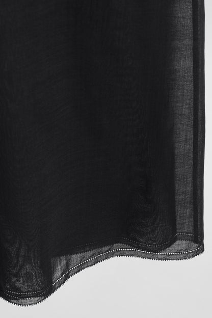 Semi-Sheer Layered Wool Midi Skirt
