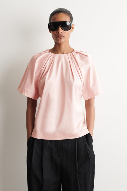 Gathered Short-Sleeved Cotton Top