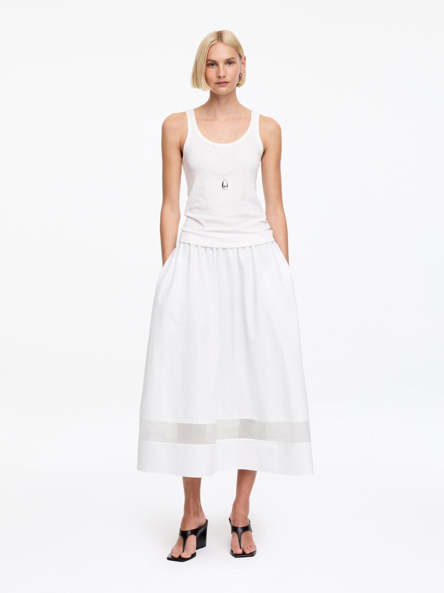 Organza Panel Midi Skirt