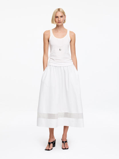 Organza Panel Midi Skirt