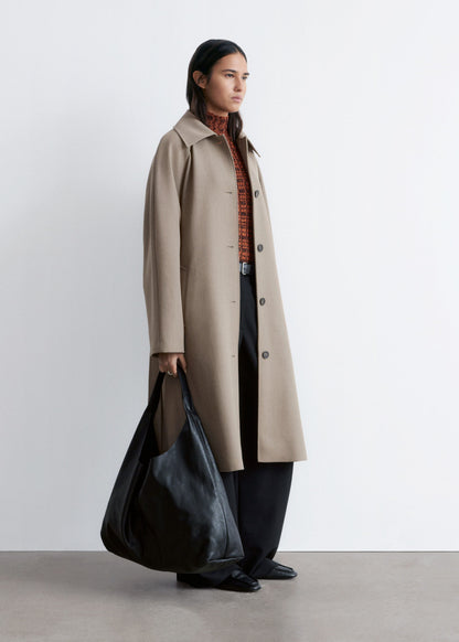 Tie-Belt Wool Trench Coat