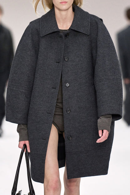 Sculpted Wool-Blend Coat