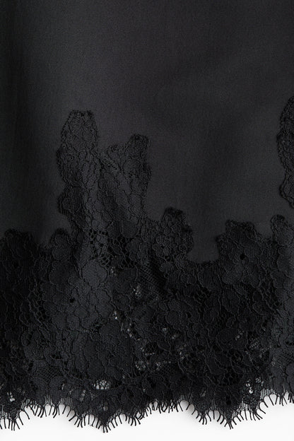Lace-trimmed satin dress