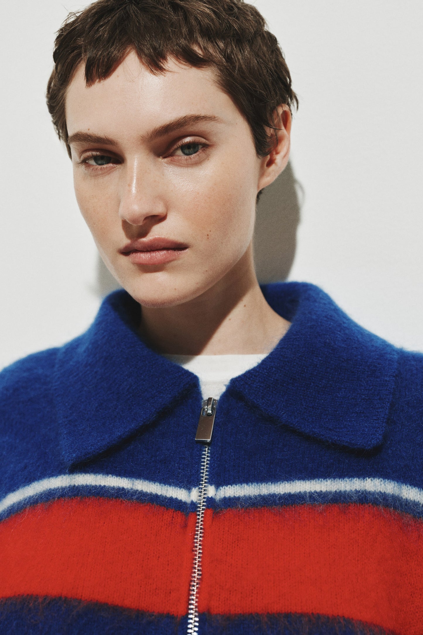 Mohair-blend zip-top jumper