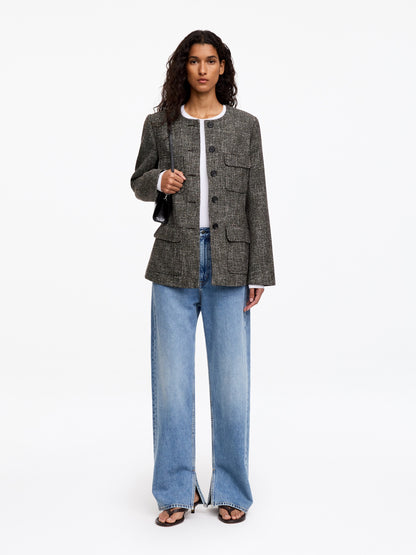 Wool-Cotton Blend Utility Jacket