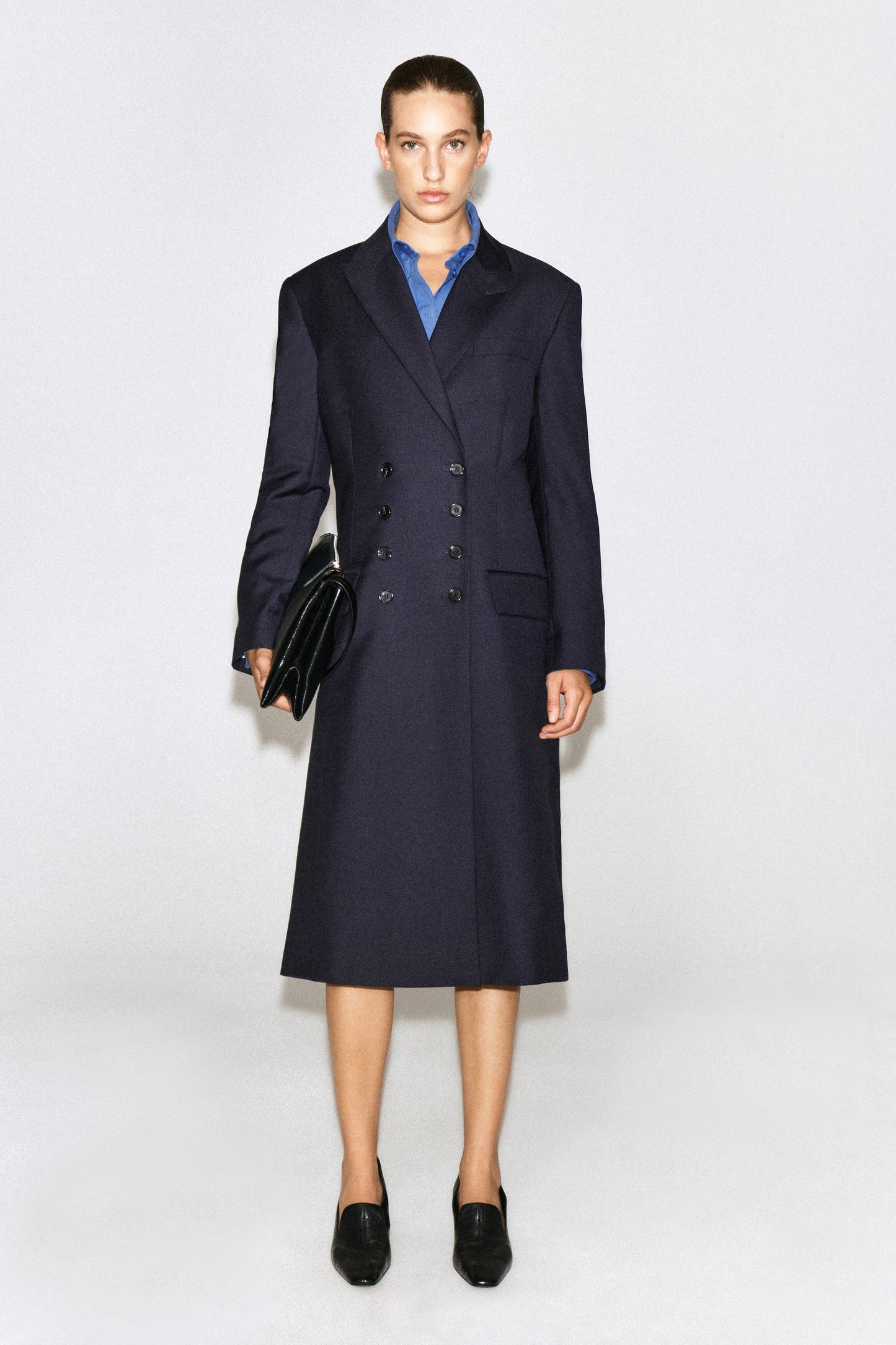 Wool Double-Breasted Longline Blazer