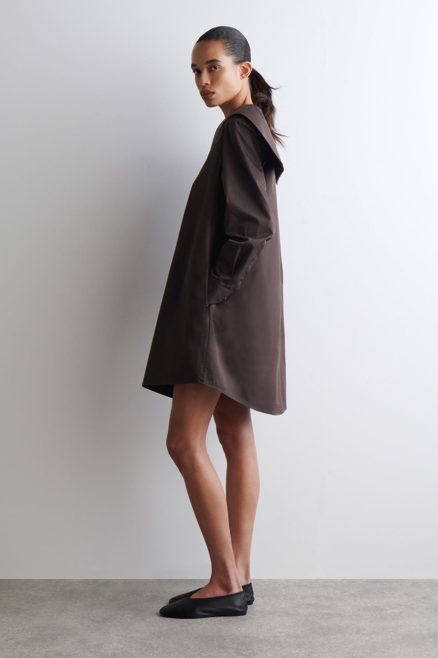 Sailor-Collar Cotton Mini Dress