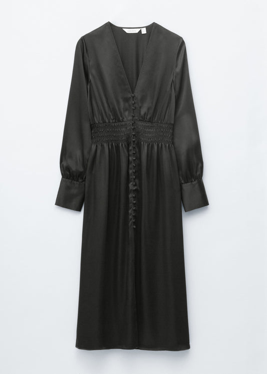 Satin Midi Shirt Dress