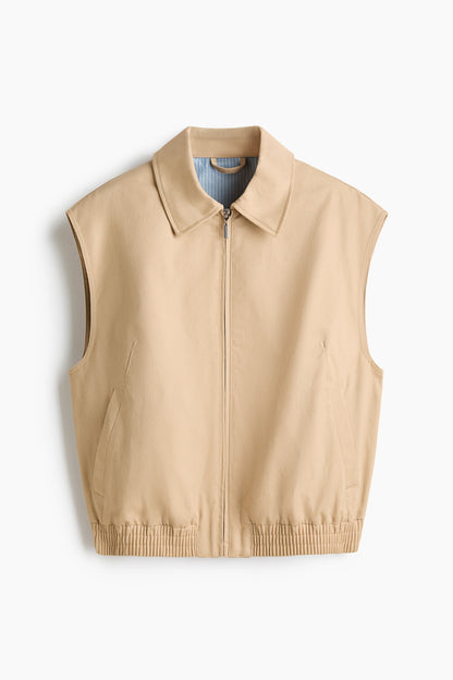 Collared cotton gilet
