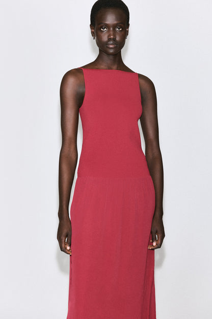 Contrast-Panel Maxi Dress
