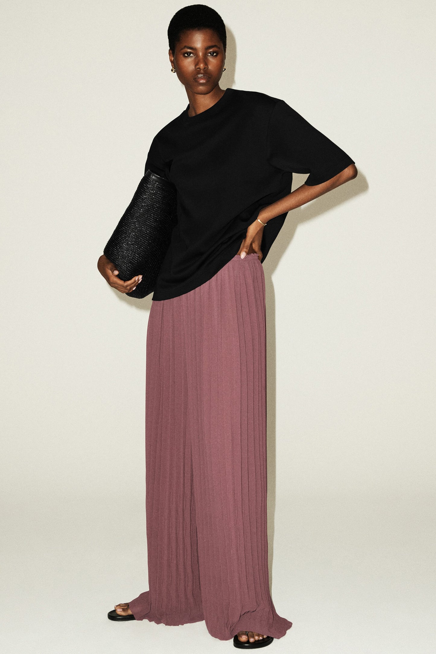 Pleated georgette trousers