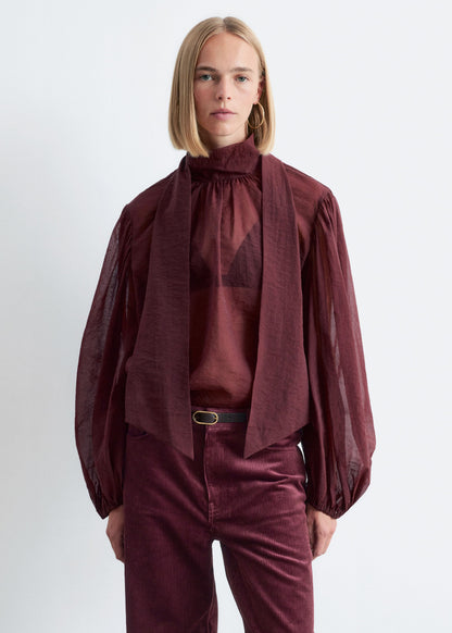 Puff-Sleeve Bow-Detail Blouse