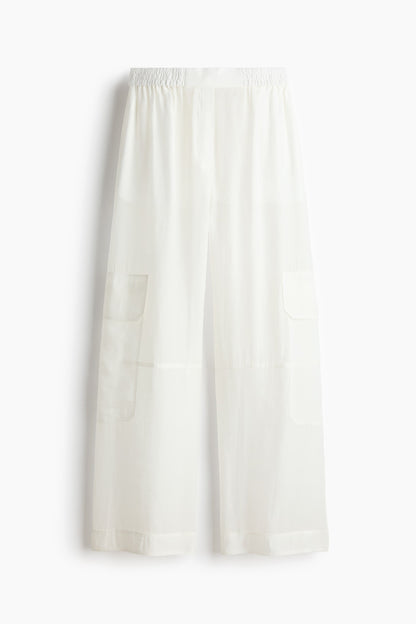 Women's White Cargo pull-on trousers