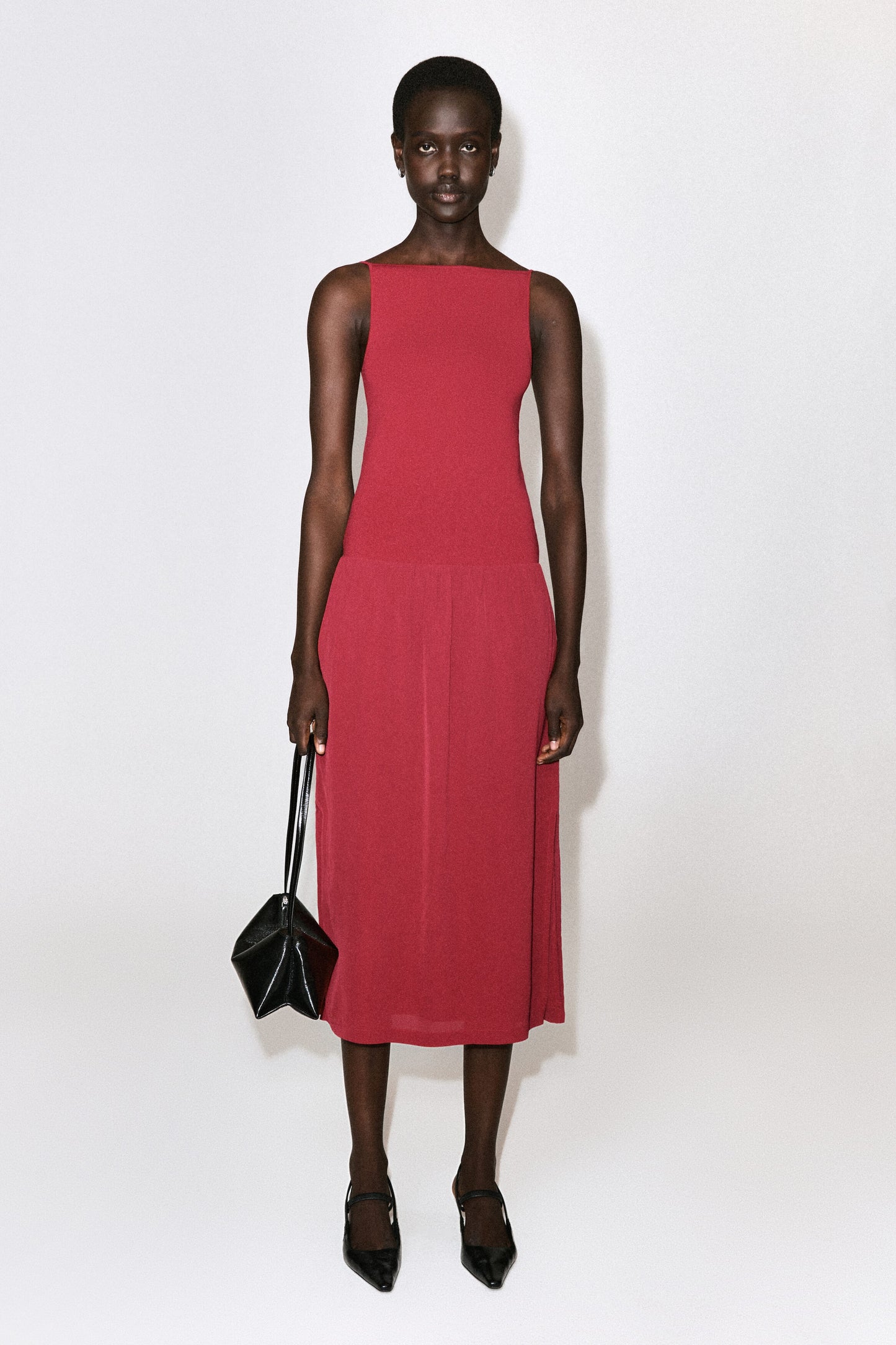 Contrast-Panel Maxi Dress