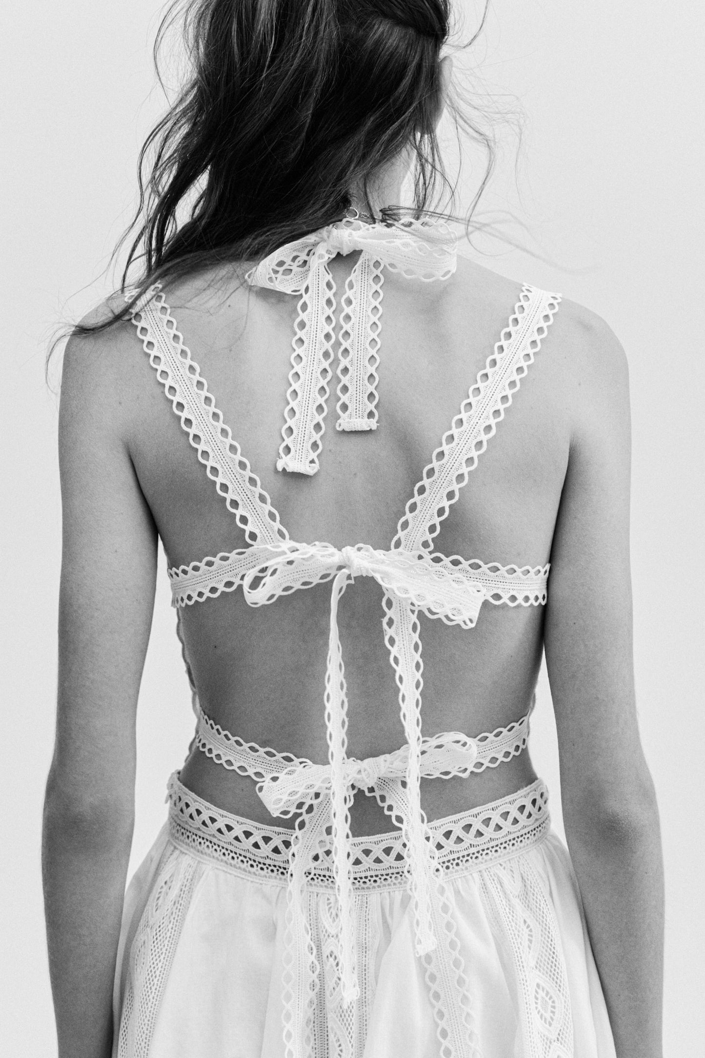 Lace-detail strappy dress