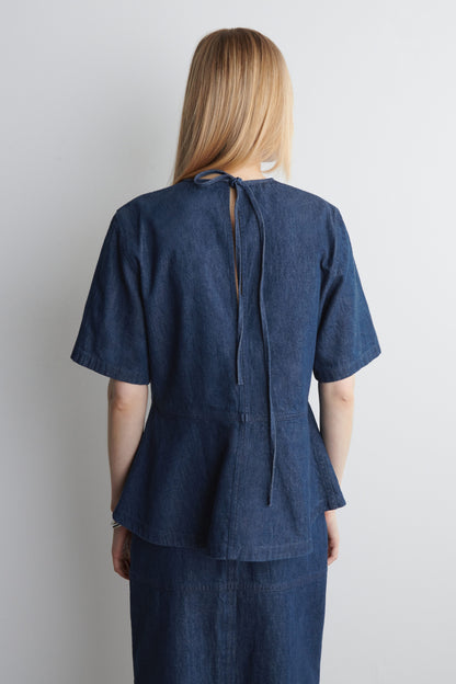 Denim Peplum Top