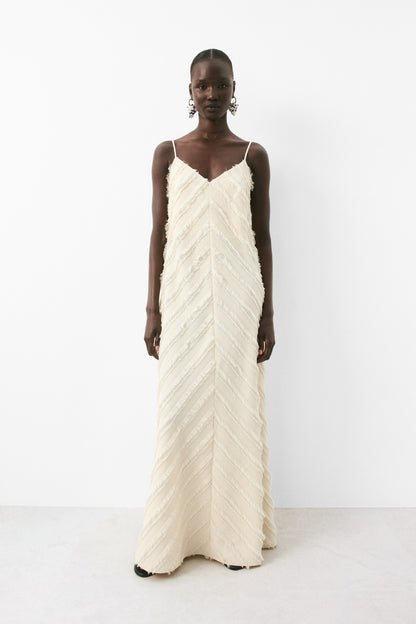 Fringe-trimmed strappy dress