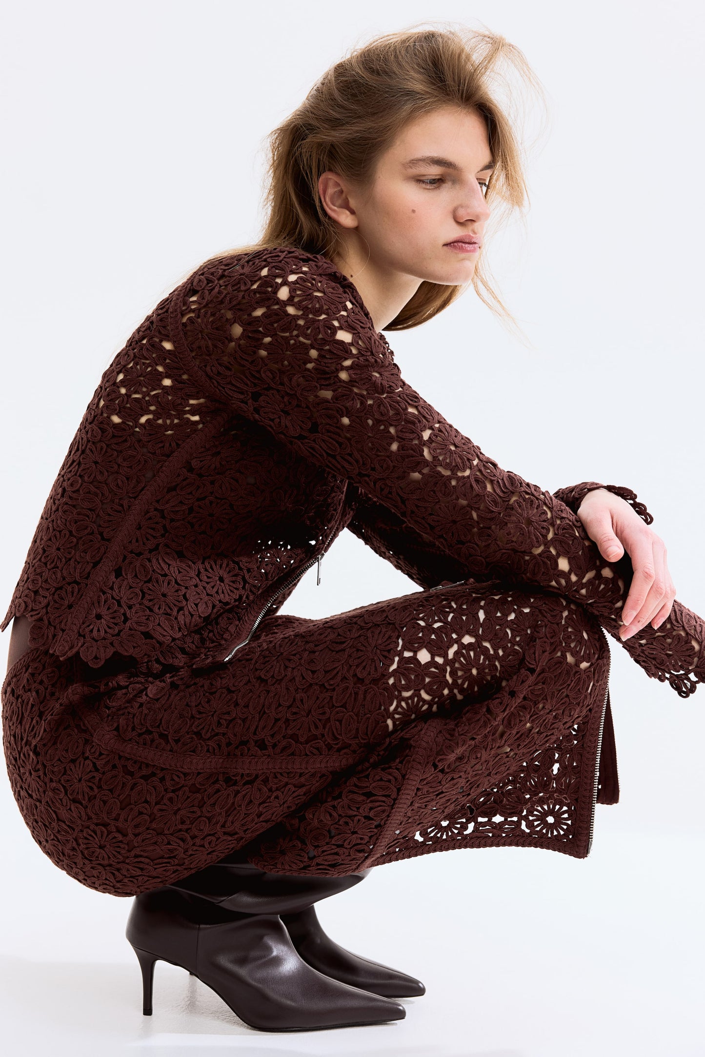 Crochet-look cardigan