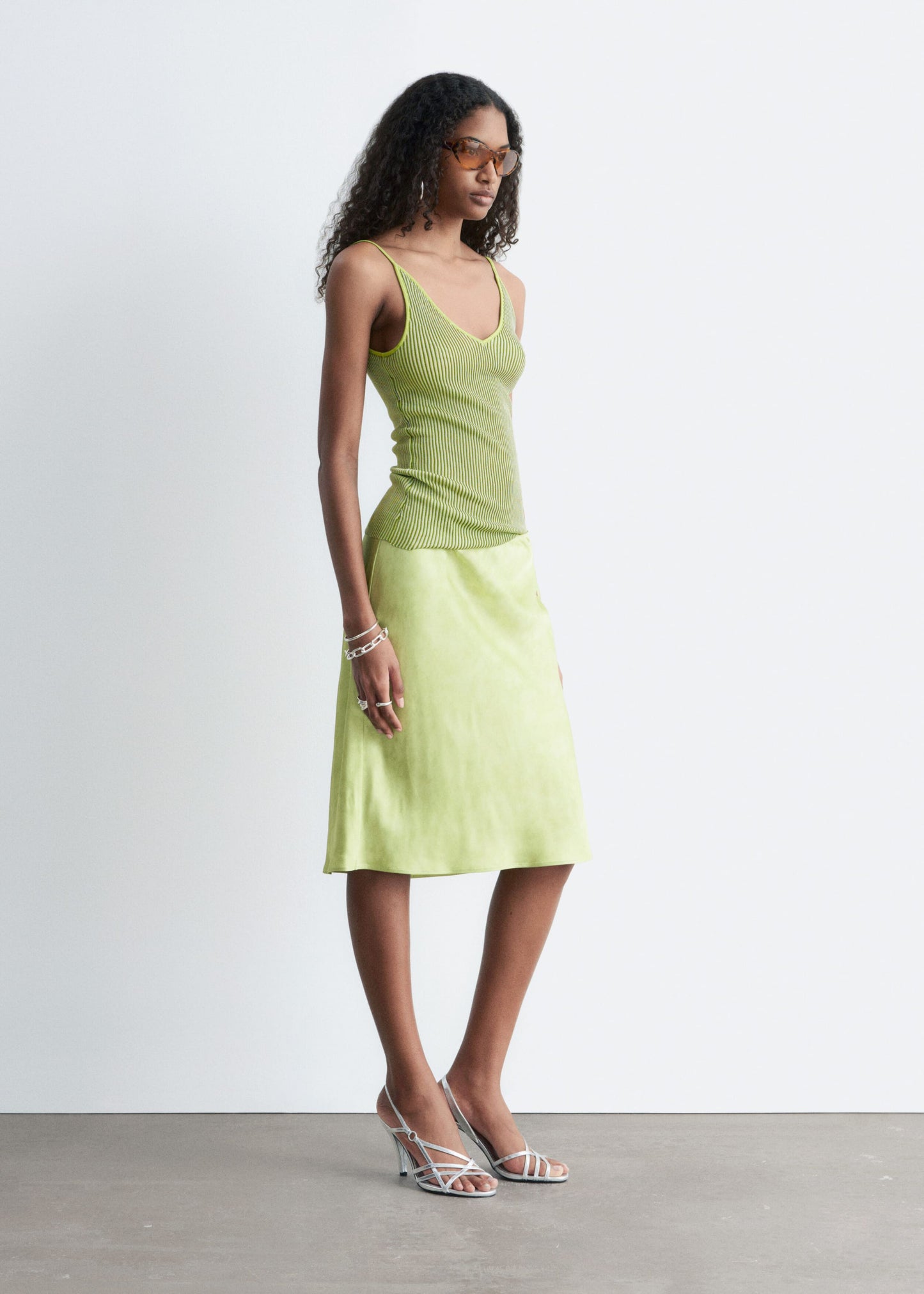 Satin Knee-Length Slip Skirt