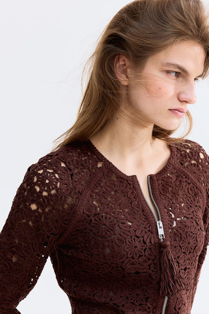 Crochet-look cardigan