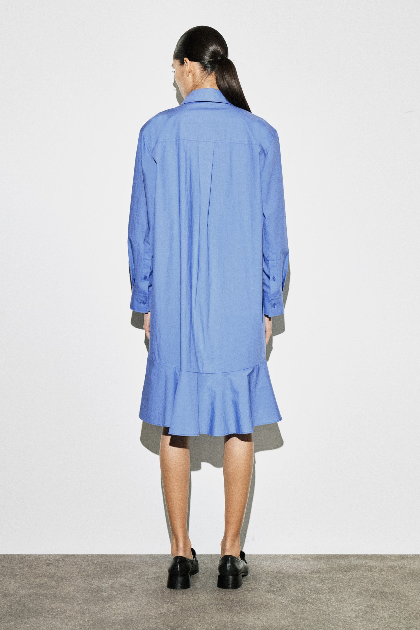 Flared Cotton Mini Shirt Dress