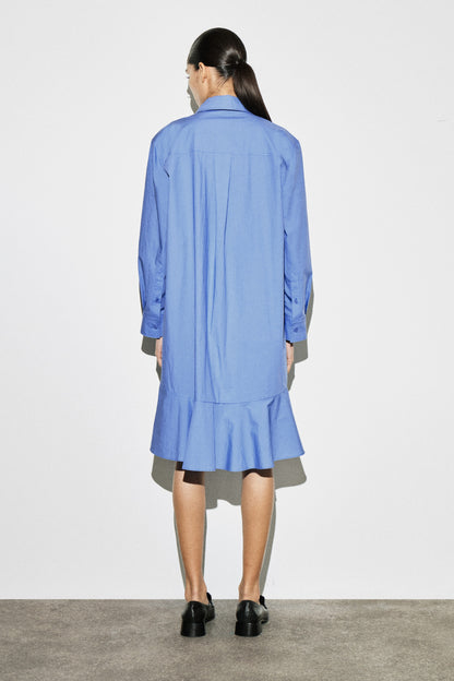 Flared Cotton Mini Shirt Dress
