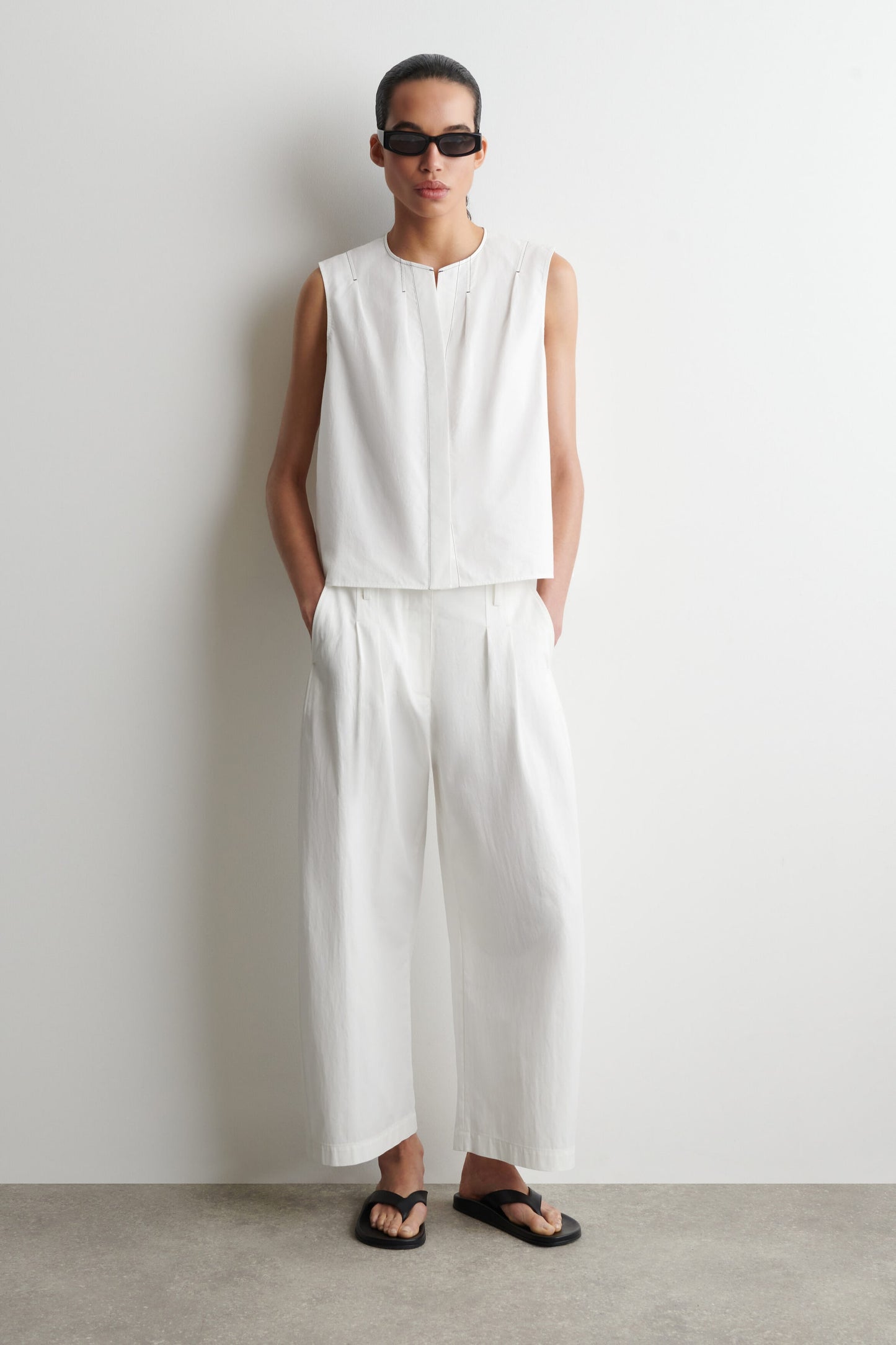 Pleated Sleeveless Top