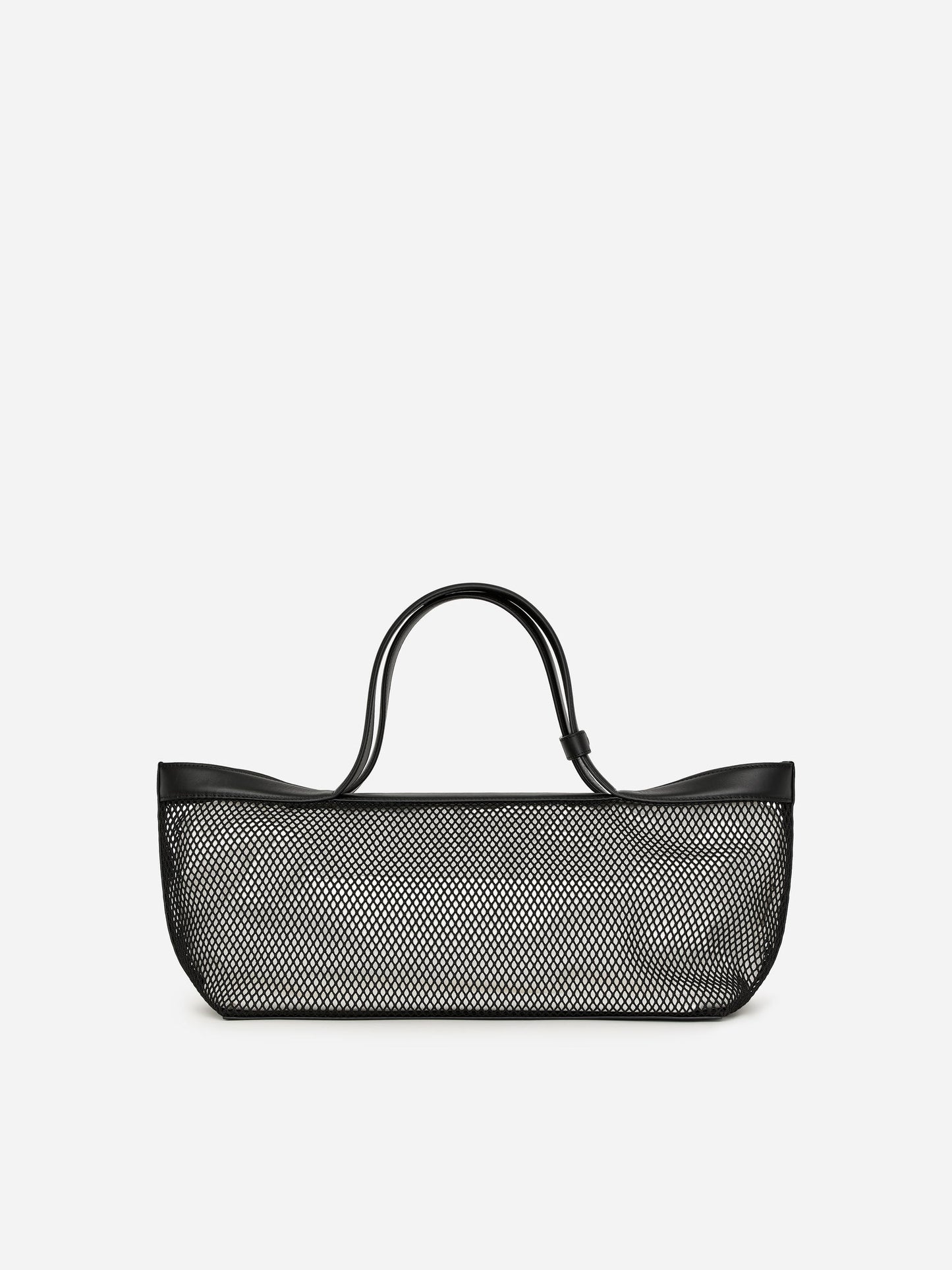 Leather-Detail Mesh Tote Bag