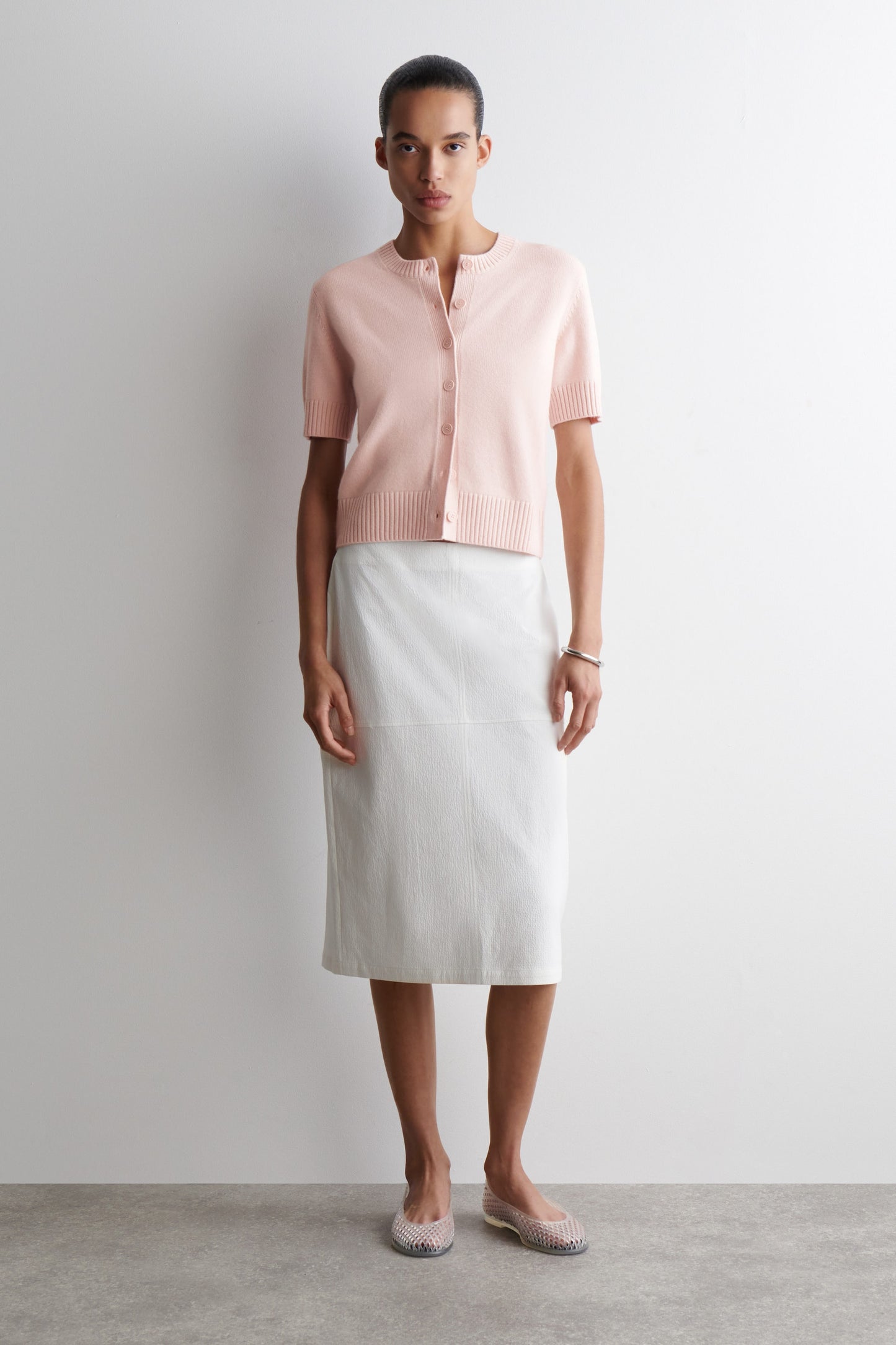 Merino Wool Short-Sleeved Cardigan