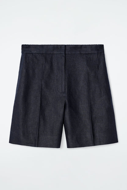 Tailored elasticated linen shorts