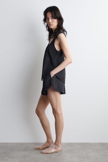 Scoop-Neck Suede Tank Top