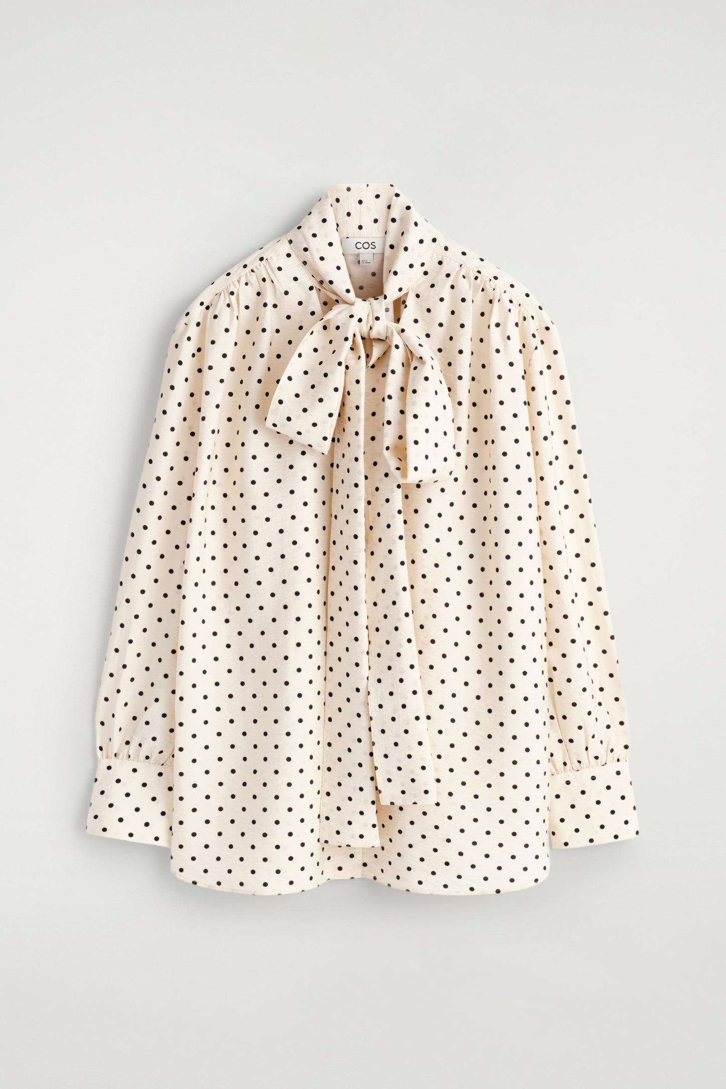 Scarf-Detail Polka-Dot Shirt