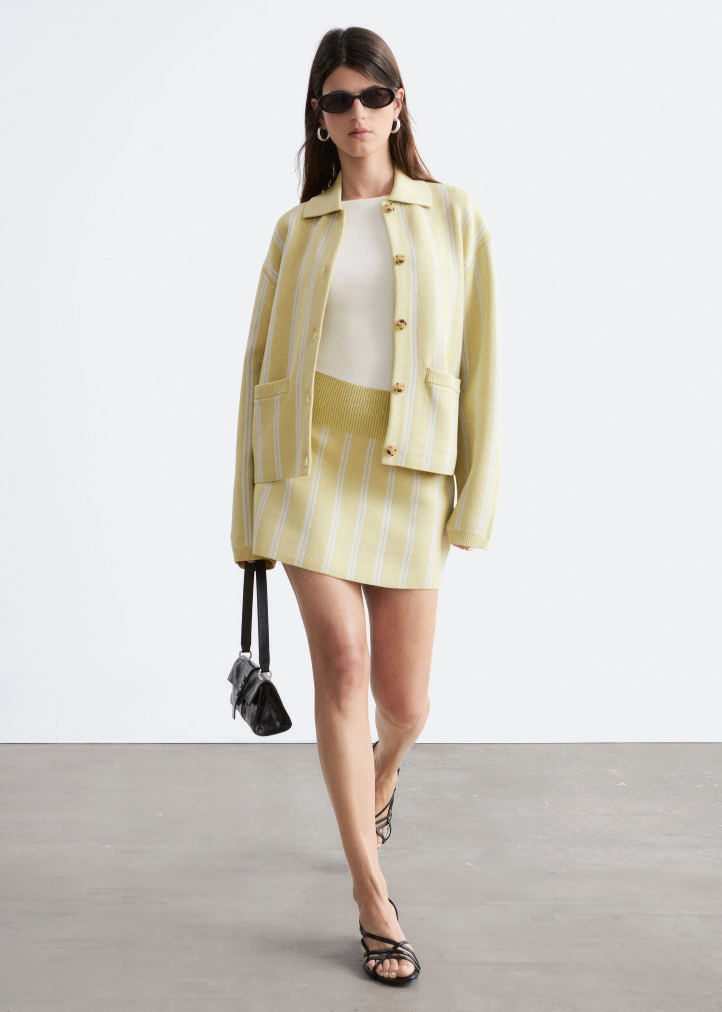 Oversized Polo-Knit Cardigan