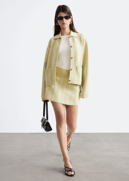 Oversized Polo-Knit Cardigan