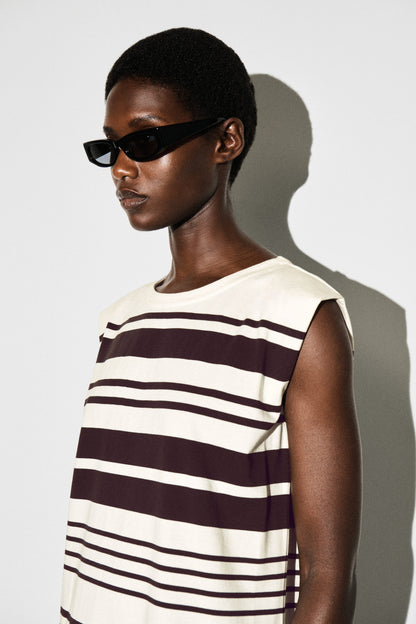 Folded-Shoulder Cotton-Jersey Midi Dress
