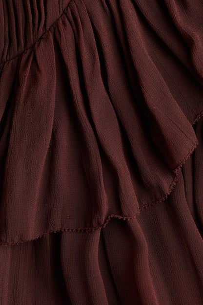 Frill-trimmed chiffon dress