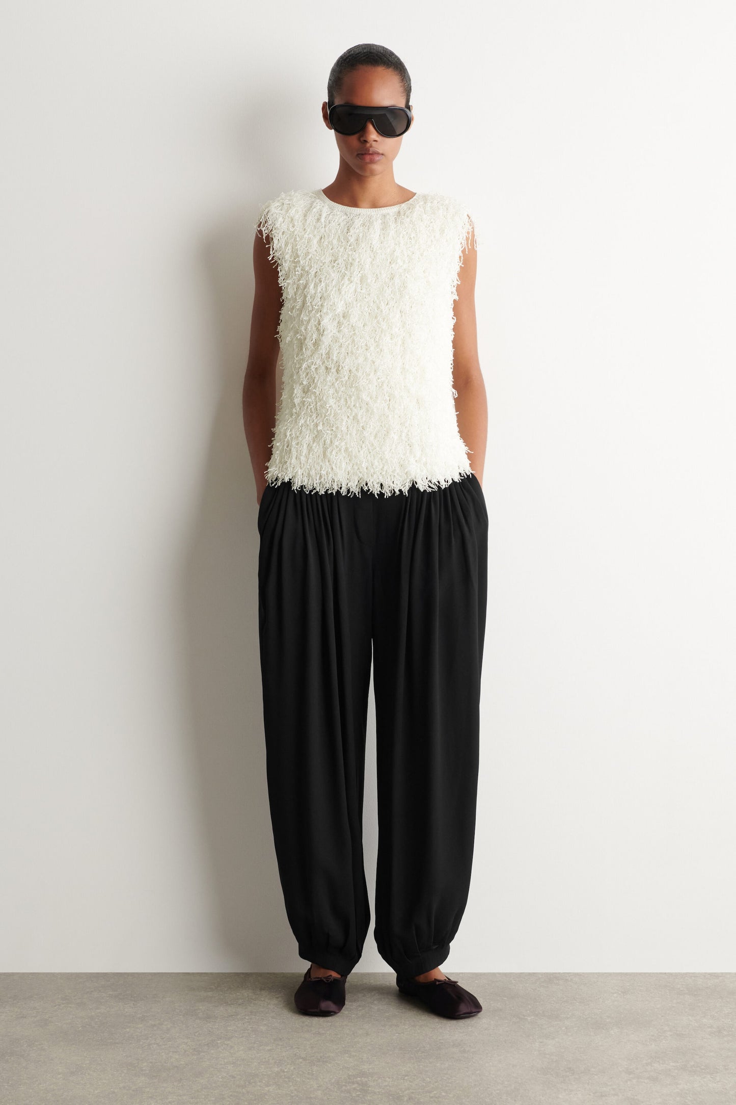 Fringed knitted top