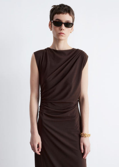 Draped Sleeveless Midi Dress