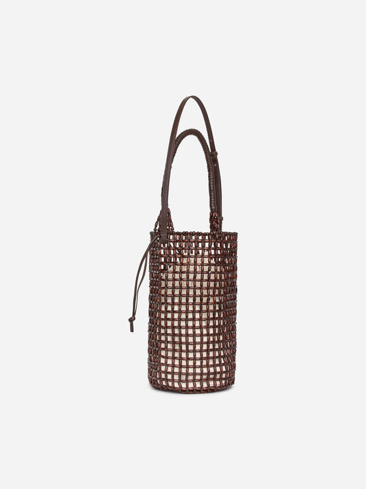 Leather-Trim Beaded Bag
