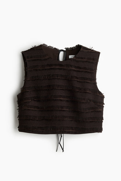 Fringe-trimmed top