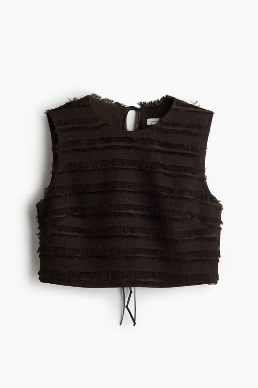 Fringe-trimmed top