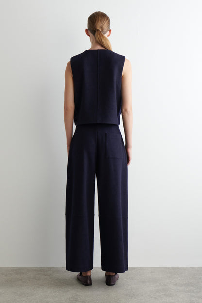 Boiled-Wool Barrel-Leg Trousers