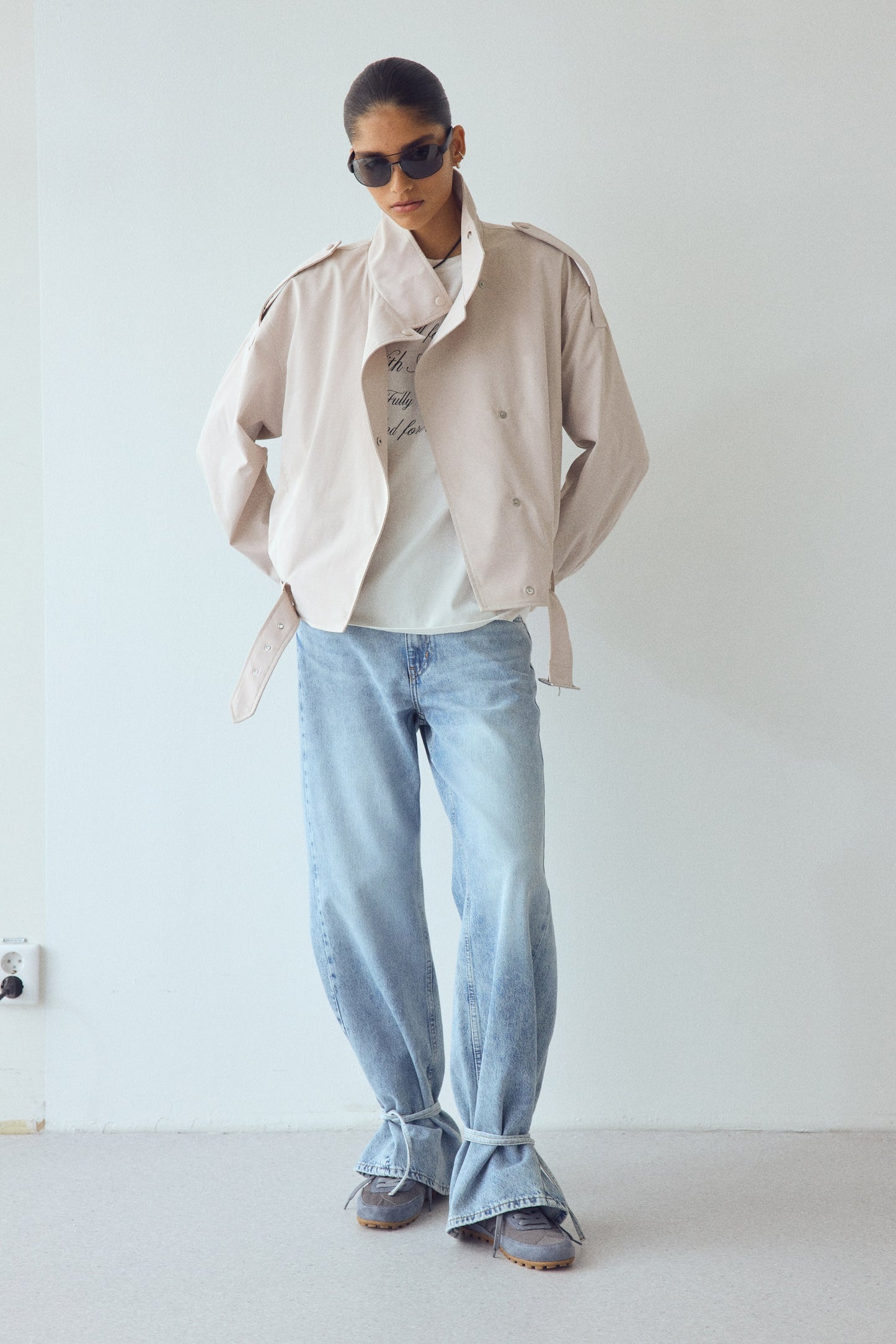 Oversized belted jacket