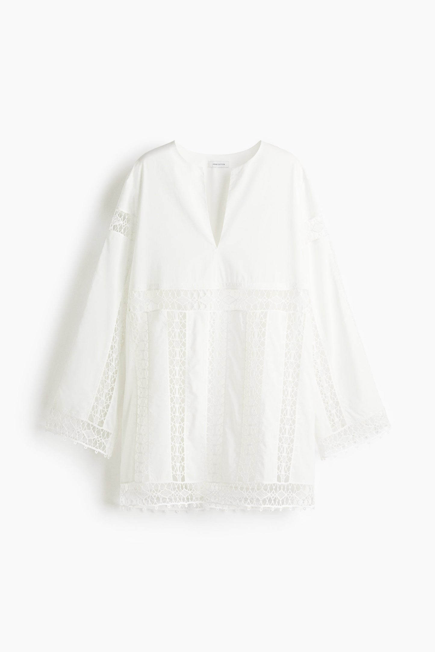 Lace-inset cotton dress