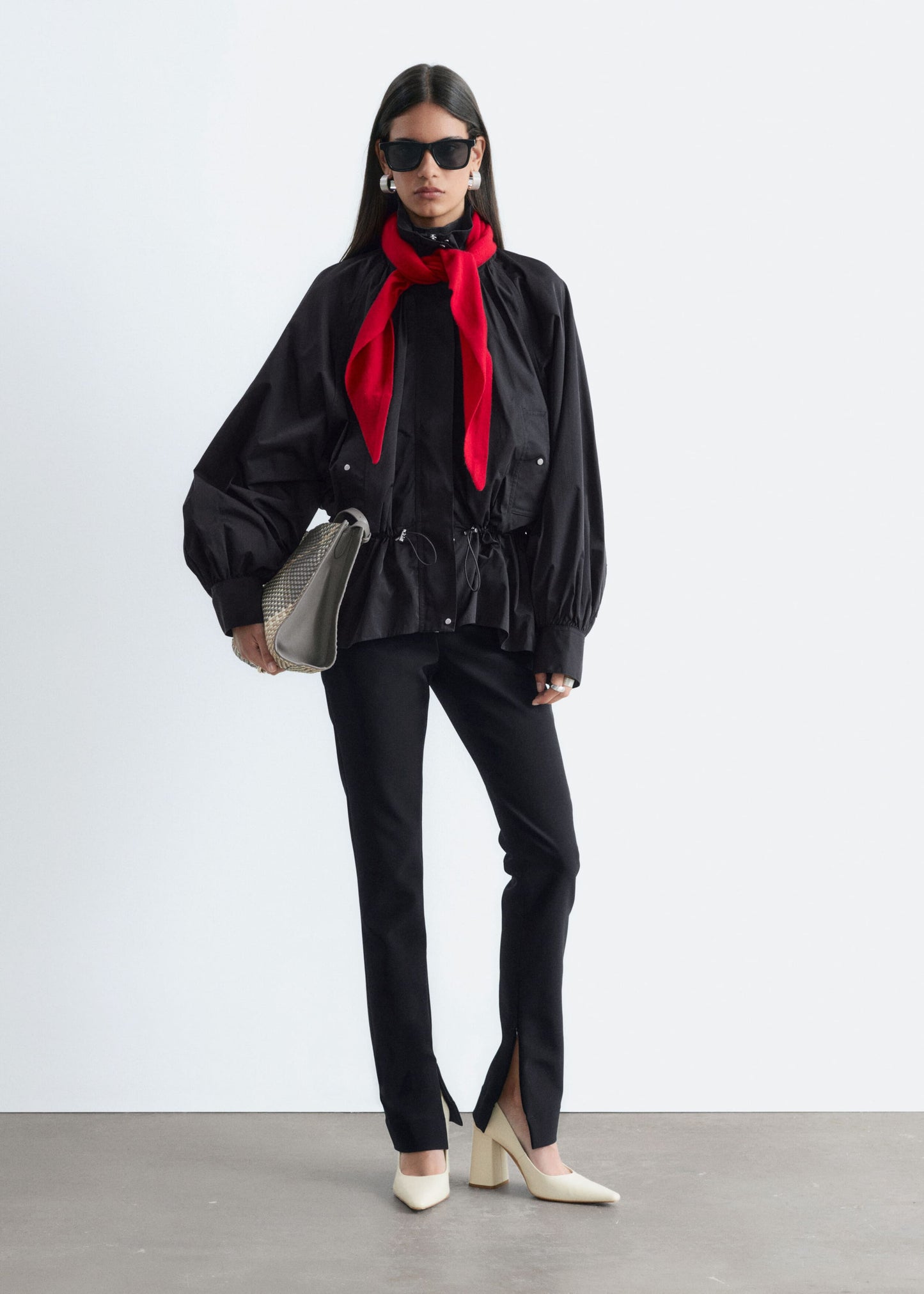 Nylon Funnel-Collar Jacket