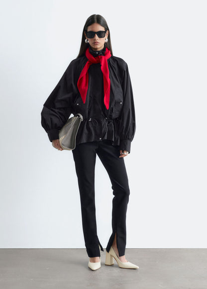 Nylon Funnel-Collar Jacket