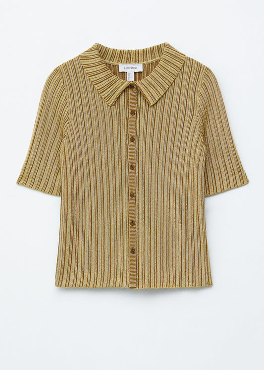 Rib-Knit Lurex Top