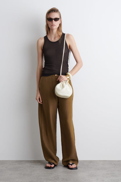 Gathered Crossbody Leather Bag